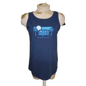 Life is Good Women High-Low Crusher Lite Tank Simplify Camper Blue Medium NWT‎
